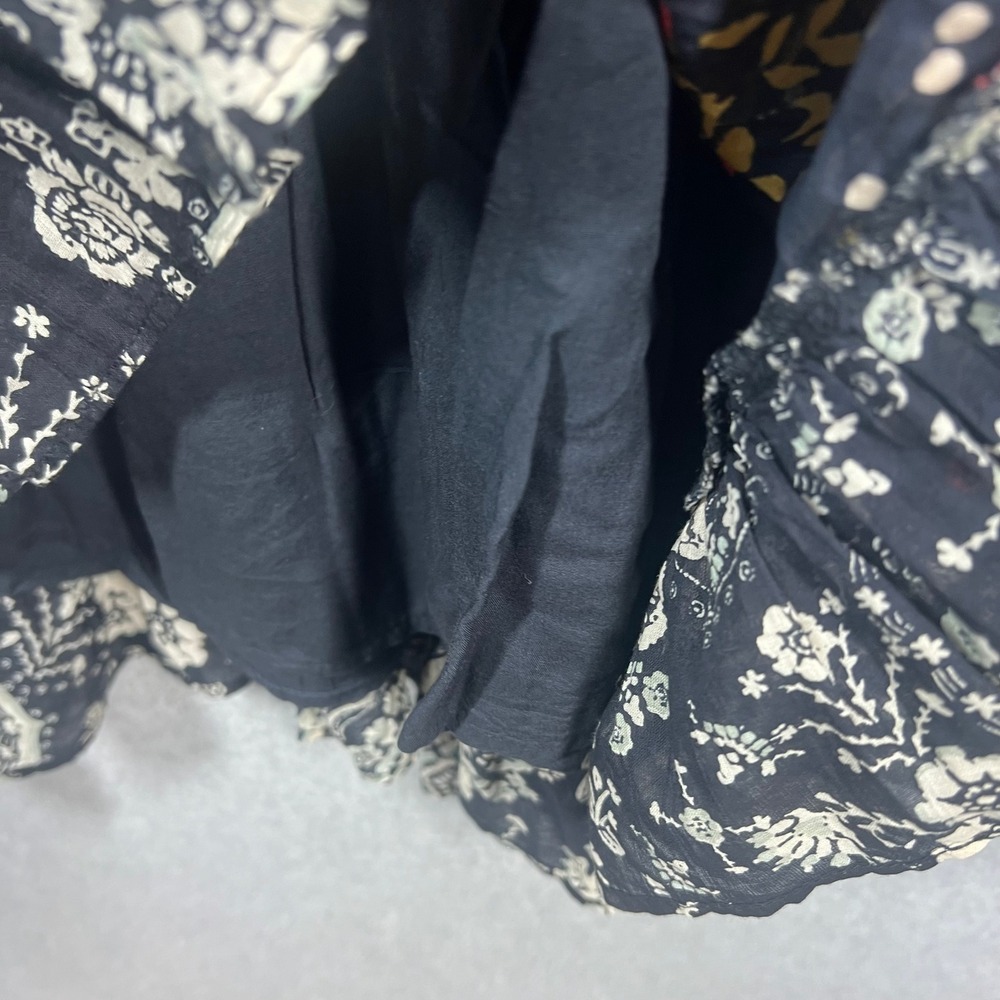 Free People Floral Mini Dress Womens L Black Pink Boho Mixed Print V-Neck EUC - Picture 4 of 11